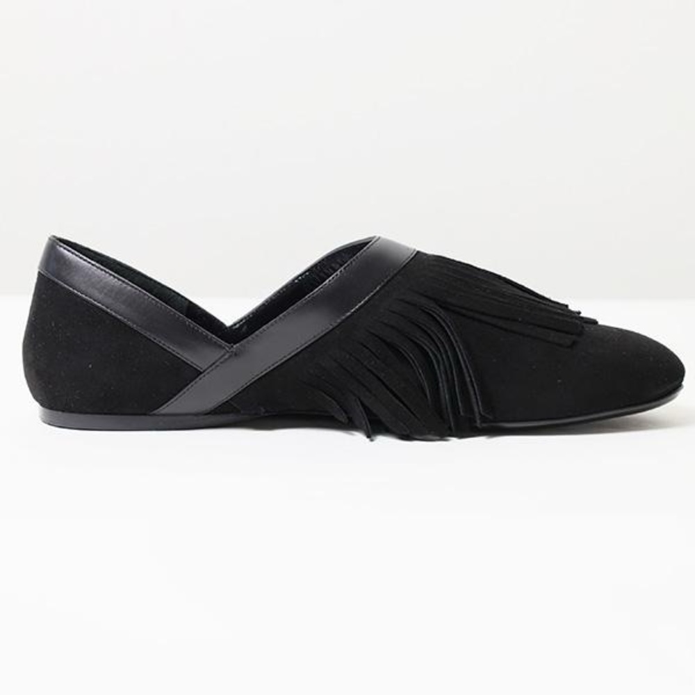 NWT brand new Longchamp black genuine leather suede womens 7.5 loafers - Picture 5 of 9